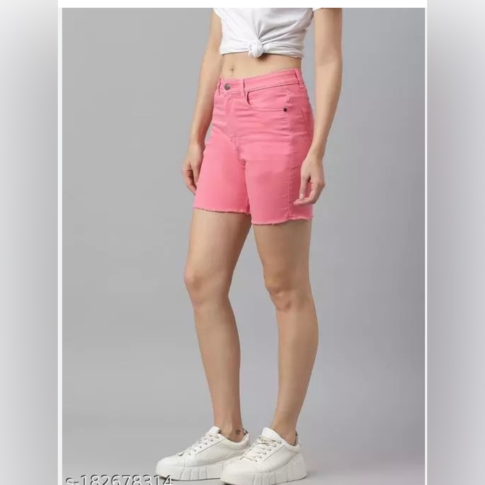 Carve Designs Coral Pink Mid-Rise Denim Bermudas